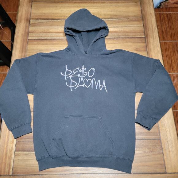 Peso Pluma LS Black Pullover Unisex Hoodie "Double P Tour" - Size Medium - Picture 1 of 7